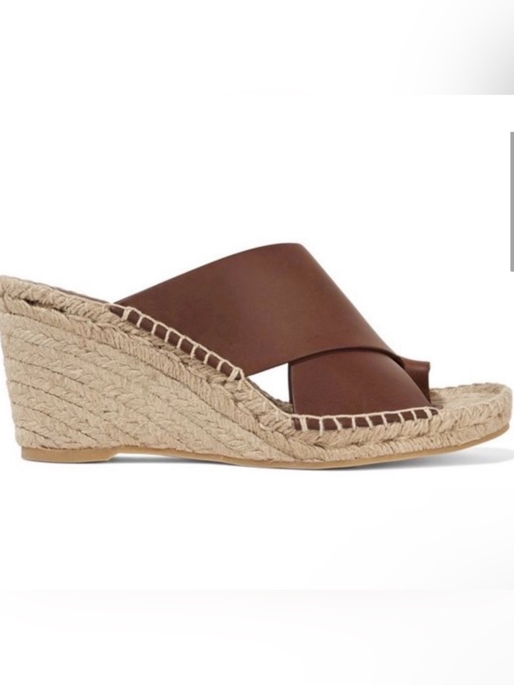NEW VINCE SURAYA BROWN Whiskey LEATHER Wedge Heels Espadrille Shoes Sandal Sz 10